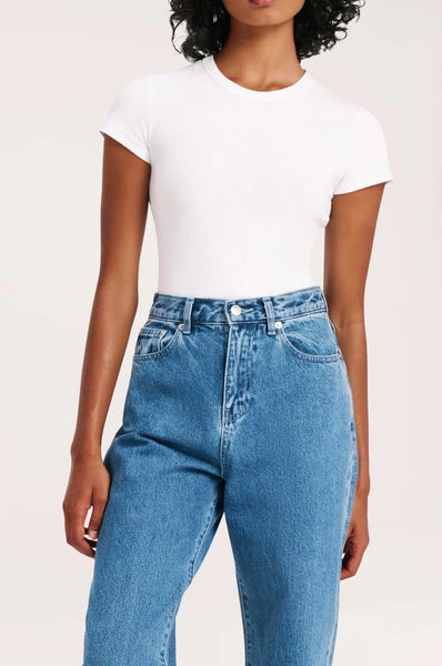 Organic Rib SS Tee - White - et seQ fashion