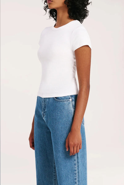 Organic Rib SS Tee - White - et seQ fashion