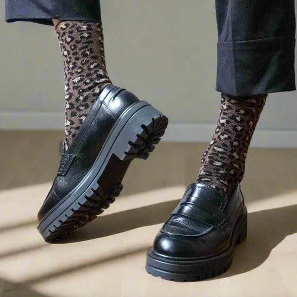 Klue Glitter Lurex Socks - Brown Leopard - et seQ fashion