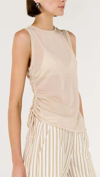 Alix Drawstring Knit Top - Beige - et seQ fashion