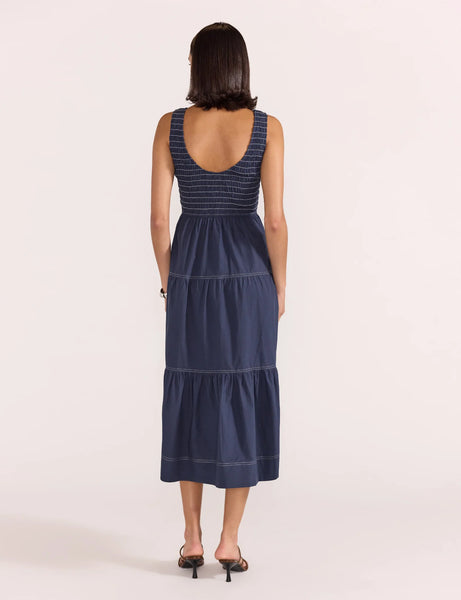 Asta Shirred Midi Dress - Navy 30%OFF AUTOMATICALLY APPLIED AT CHECKOUT