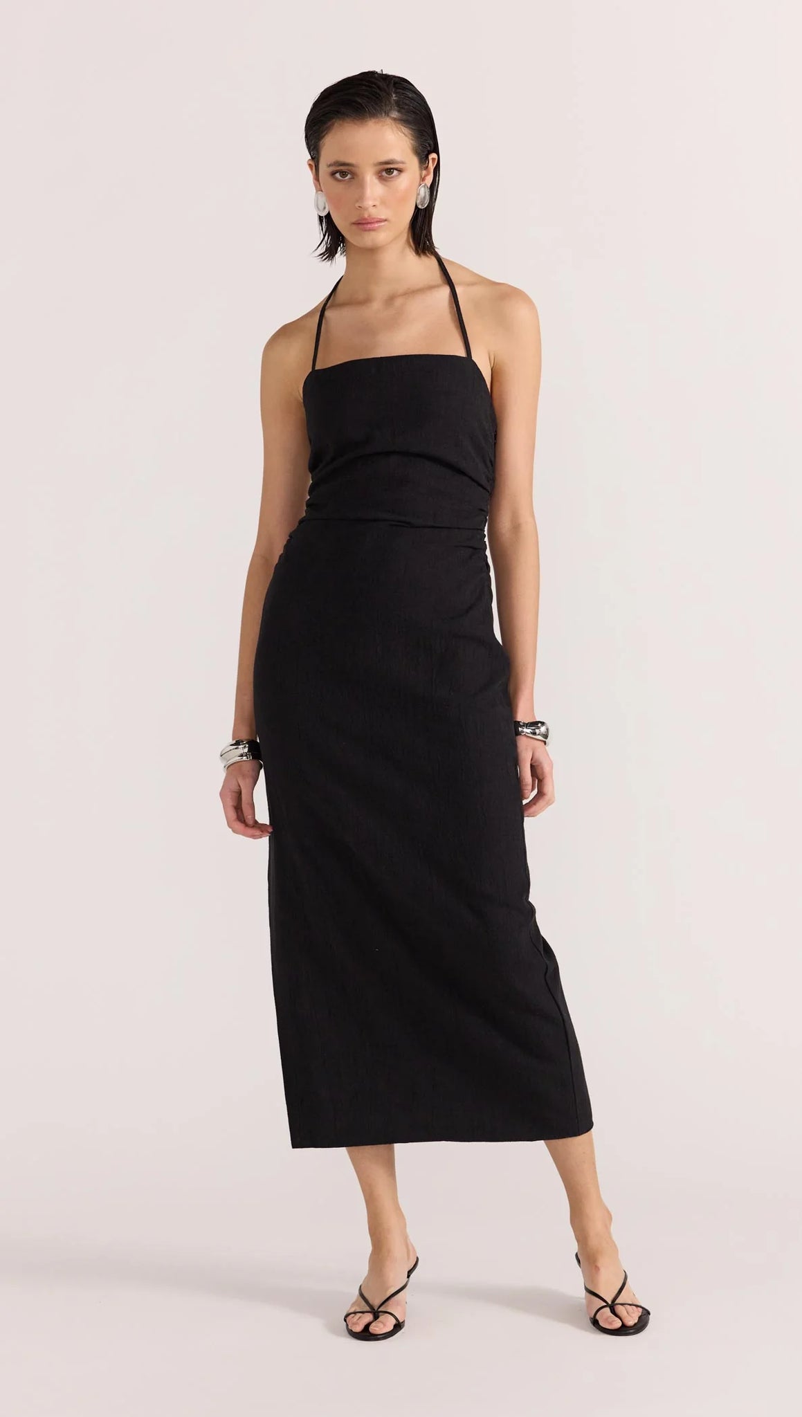 Athena Halter Midi Dress - Black