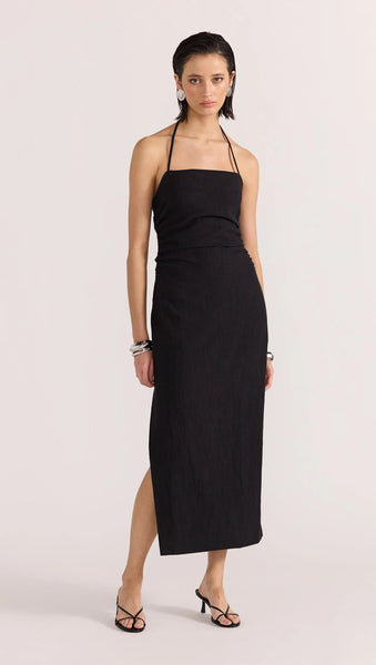 Athena Halter Midi Dress - Black