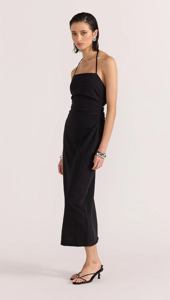 Athena Halter Midi Dress - Black