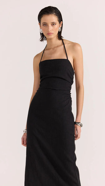 Athena Halter Midi Dress - Black