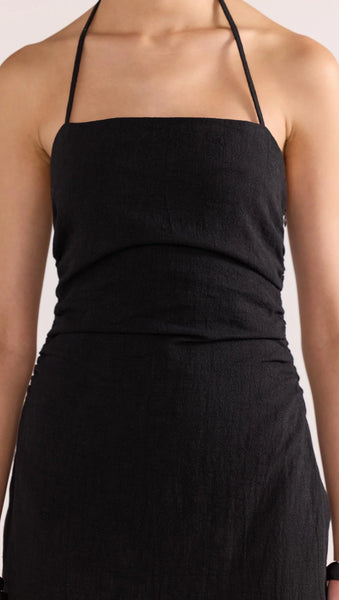 Athena Halter Midi Dress - Black