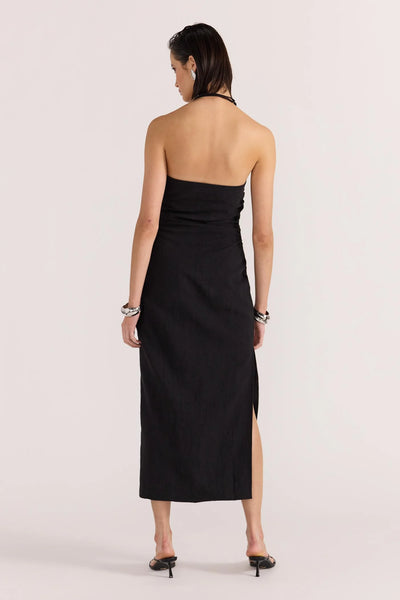 Athena Halter Midi Dress - Black