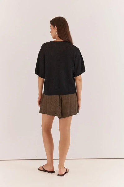 Noni Relaxed Knit Tee - Black
