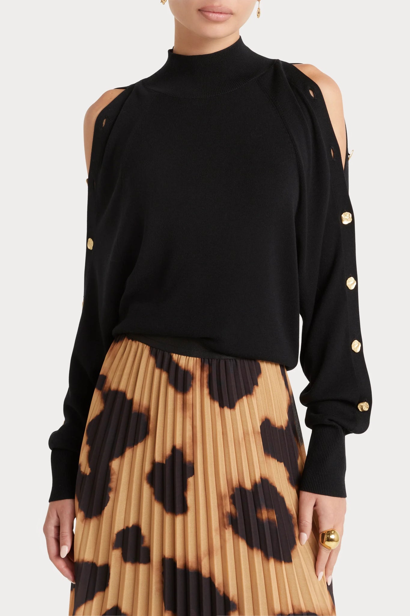 Button Sleeve Knit - Black