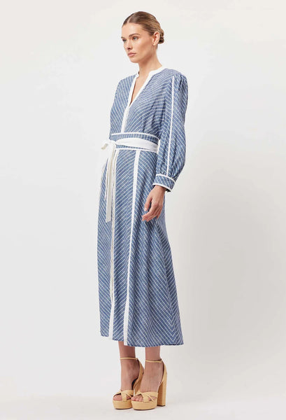 Coba Linen Viscose Midi Dress - Del Mar Stripe