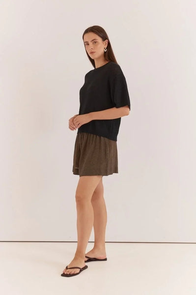 Noni Relaxed Knit Tee - Black