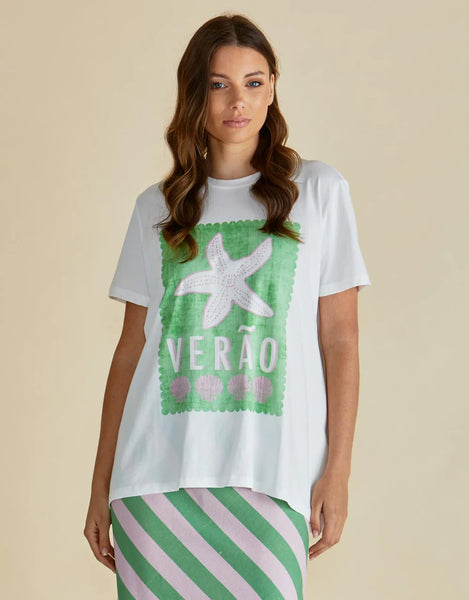 Ellia Crew Tee - Verao Print White