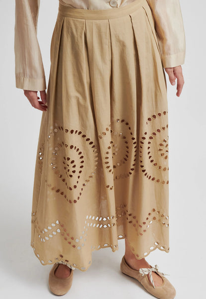 Meryl Detailed Long Skirt - Camel