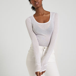 Massachusetts Scoop Neck Neck L/S Tee - White