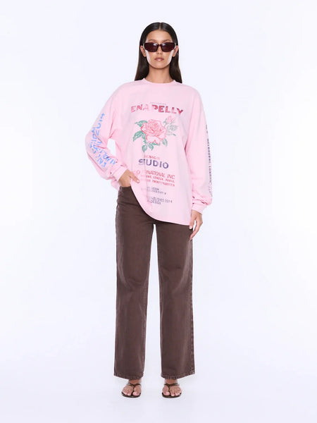 Hailey Long Sleeve Cuffed Tee - Blush Pink