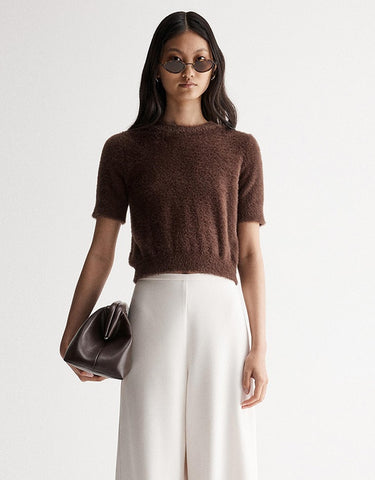 Mochi Knit Tee - Chocolate