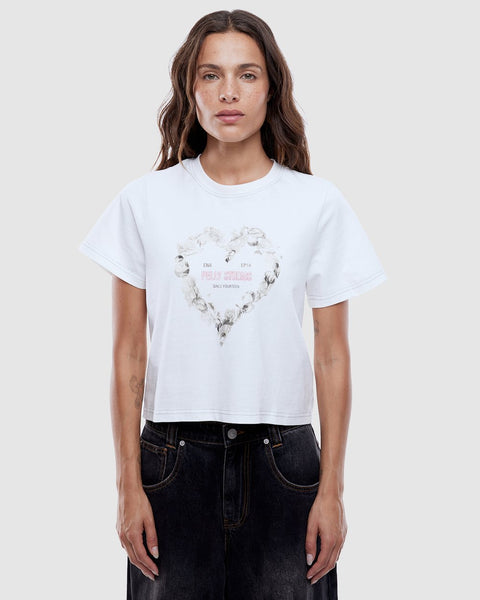 Rose Heart Relaxed Baby Tee - Vintage White - et seQ fashion