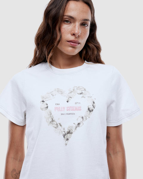 Rose Heart Relaxed Baby Tee - Vintage White - et seQ fashion