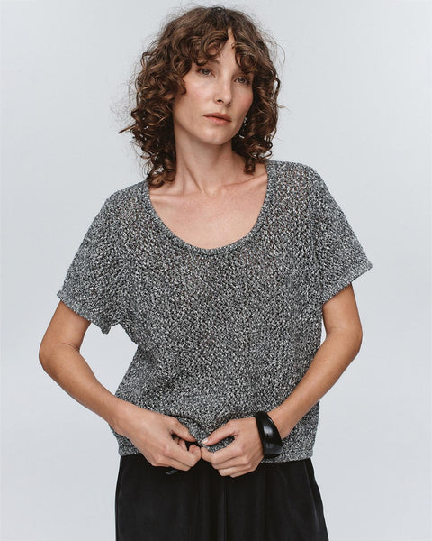 Rumi Top - Black/Ivory Melange