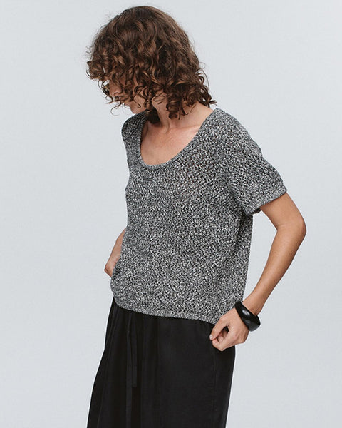 Rumi Top - Black/Ivory Melange