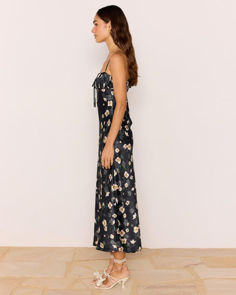 Elinor Bias Midi Dress - Floral/Black