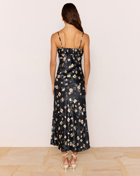 Elinor Bias Midi Dress - Floral/Black