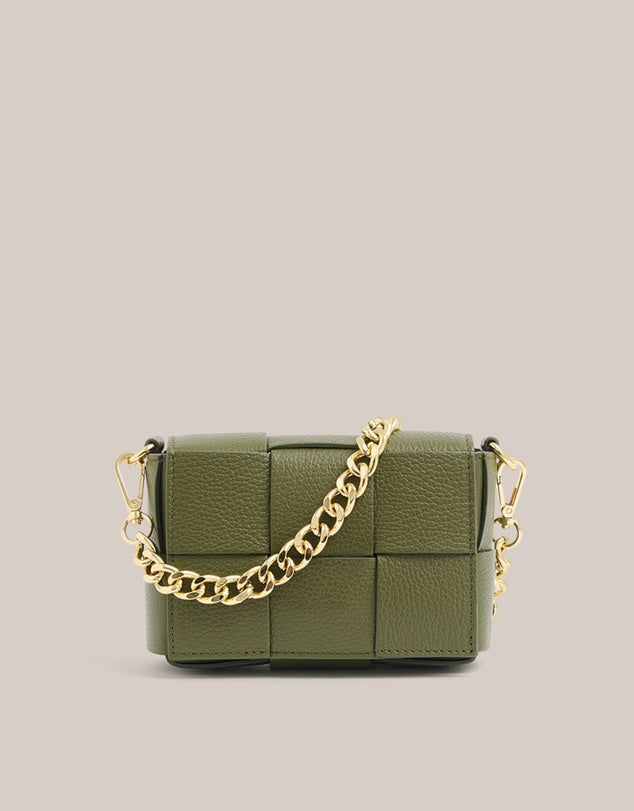 Margot Mini - Khaki Leather Woven