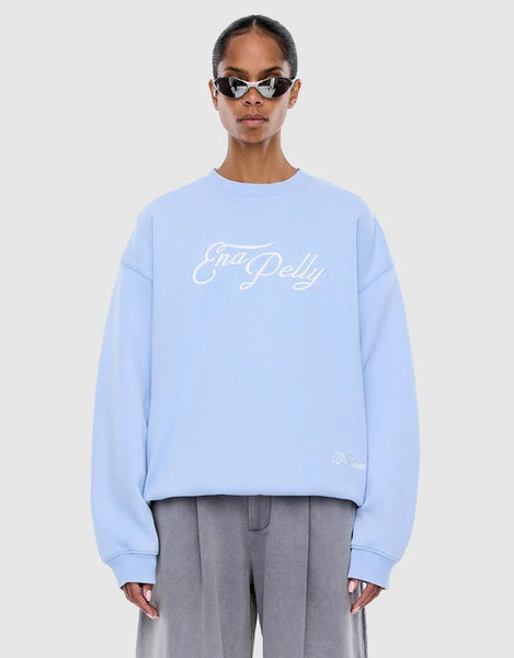 Ena Script Sweatshirt - Soft Blue - et seQ fashion