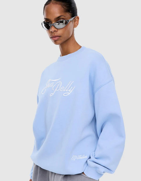 Ena Script Sweatshirt - Soft Blue - et seQ fashion
