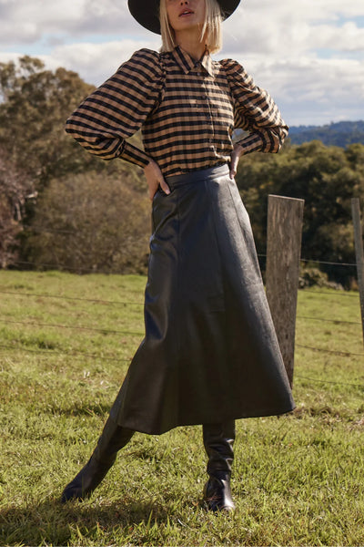 Mirage Top - Toffee Black Check