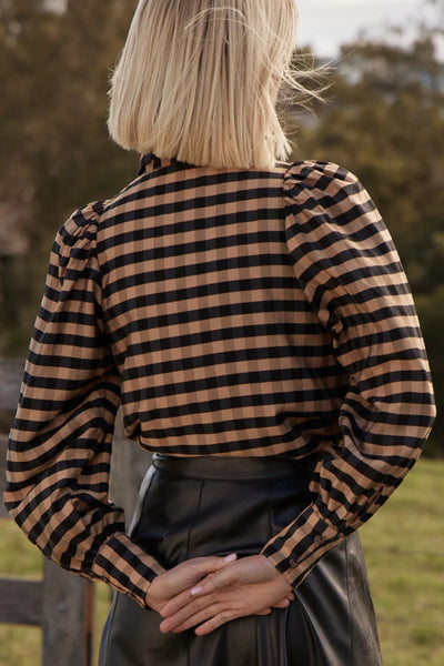 Mirage Top - Toffee Black Check