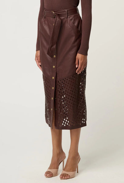 Hypnotic Leather Midi Skirt - Oxblood 20% OFF AUTOMATICALLY APPLIED AT CHECKOUT