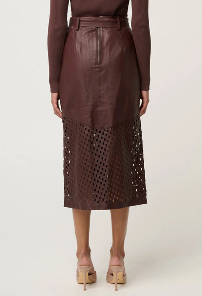 Hypnotic Leather Midi Skirt - Oxblood 20% OFF AUTOMATICALLY APPLIED AT CHECKOUT