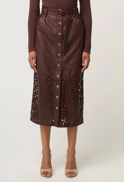 Hypnotic Leather Midi Skirt - Oxblood 20% OFF AUTOMATICALLY APPLIED AT CHECKOUT