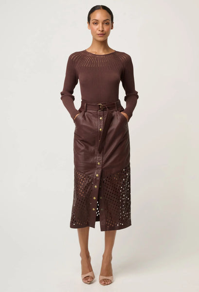 Hypnotic Leather Midi Skirt - Oxblood 20% OFF AUTOMATICALLY APPLIED AT CHECKOUT
