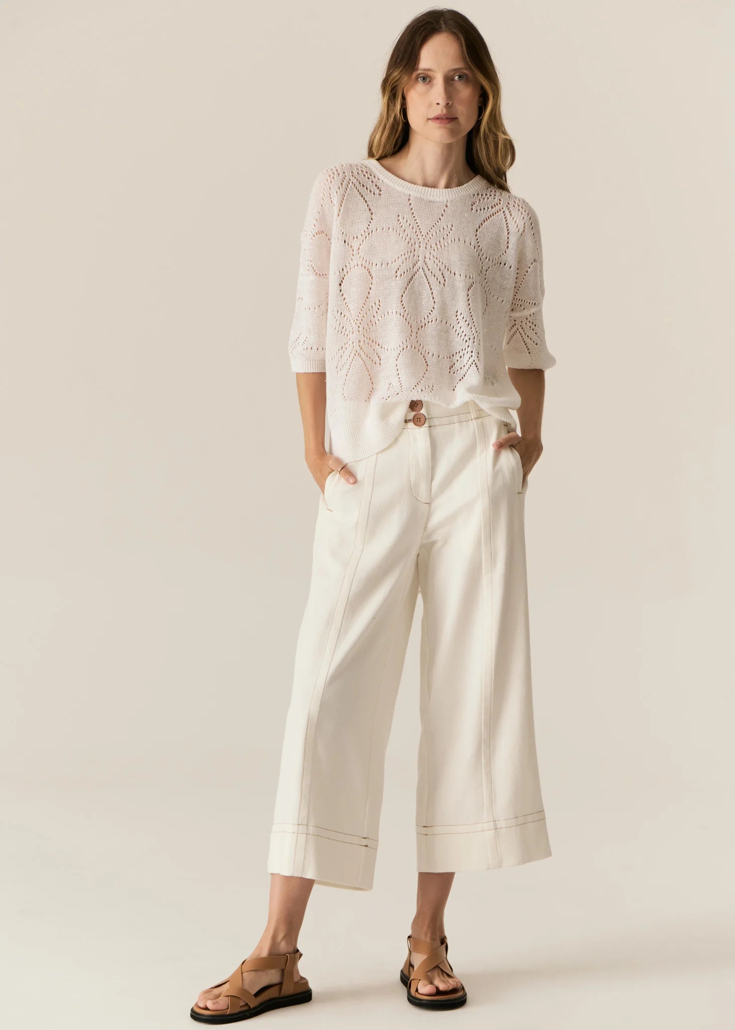 Carsen Crop Pants - Ecru