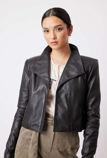 Chiara Leather Jacket  - Black - et seQ fashion