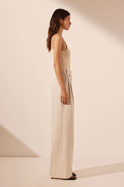 Irena High Waisted Tailored Pant - Bone