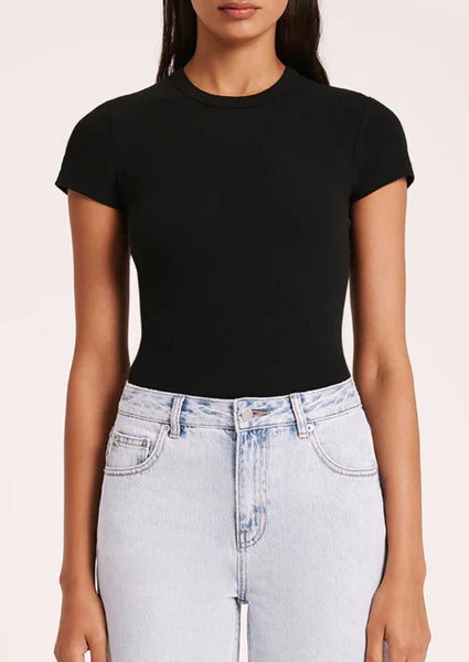 Organic Rib SS Tee - Black - et seQ fashion