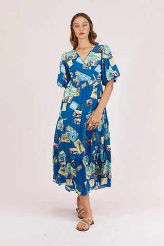 Taormina Wrap Dress - Blue