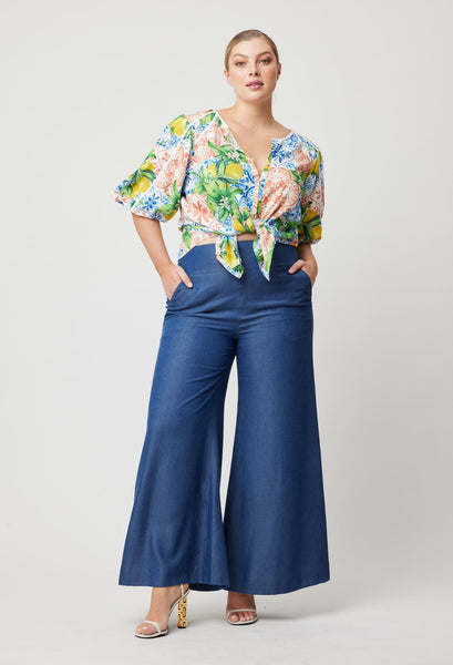 Paradiso Viscose Volume Sleeve Top - Limonata Print  A FURTHER 15% OFF AUTOMATICALLY APPLIED AT CHECKOUT - et seQ fashion