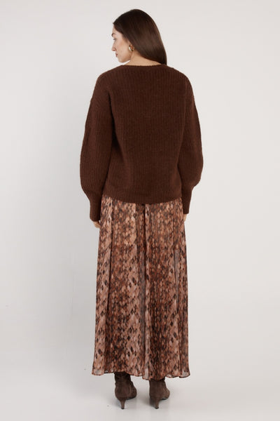 Remy V-Neck Jumper - Chocolate Brown - et seQ fashion