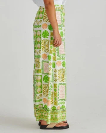 Emmett Wide Leg Pant - Green Shell Patchwork