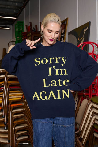 Sorry Sweater - Navy/Yellow