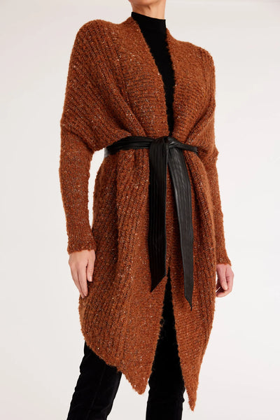 Liza Drape Cardigan - Rust Lurex