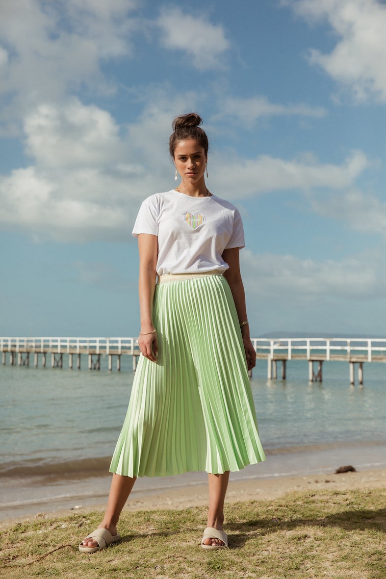 Summer Pleated Skirt - Pastel Lime - et seQ fashion