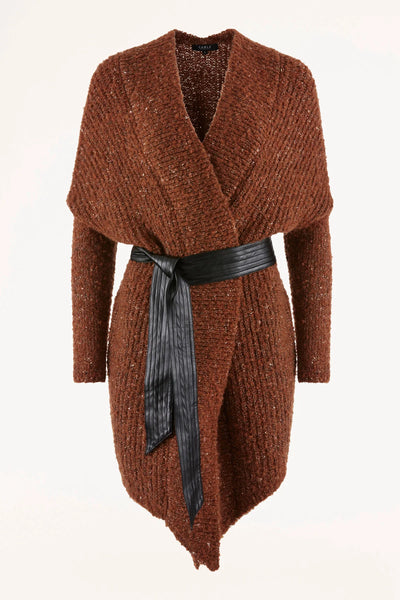 Liza Drape Cardigan - Rust Lurex