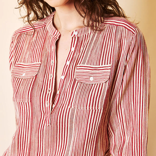 Amelie Blouse - Red/Ecru Stripe - et seQ fashion