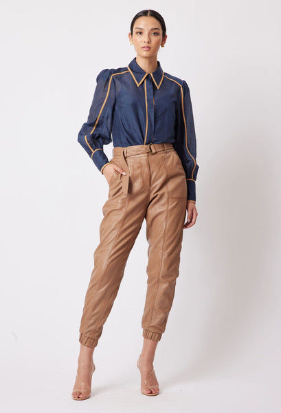 Tallitha Leather Pant - Husk - et seQ fashion