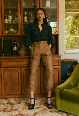 Tallitha Leather Pant - Husk - et seQ fashion
